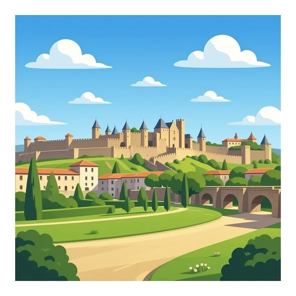 chateau Carcassone romantic realistic paysage emoji