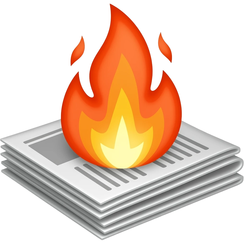 Burning newspapper emoji