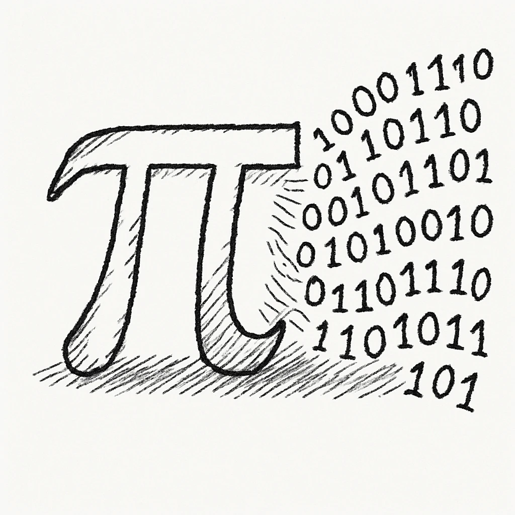  combine the π (pi) math symbol, binary code emerging from it. emoji