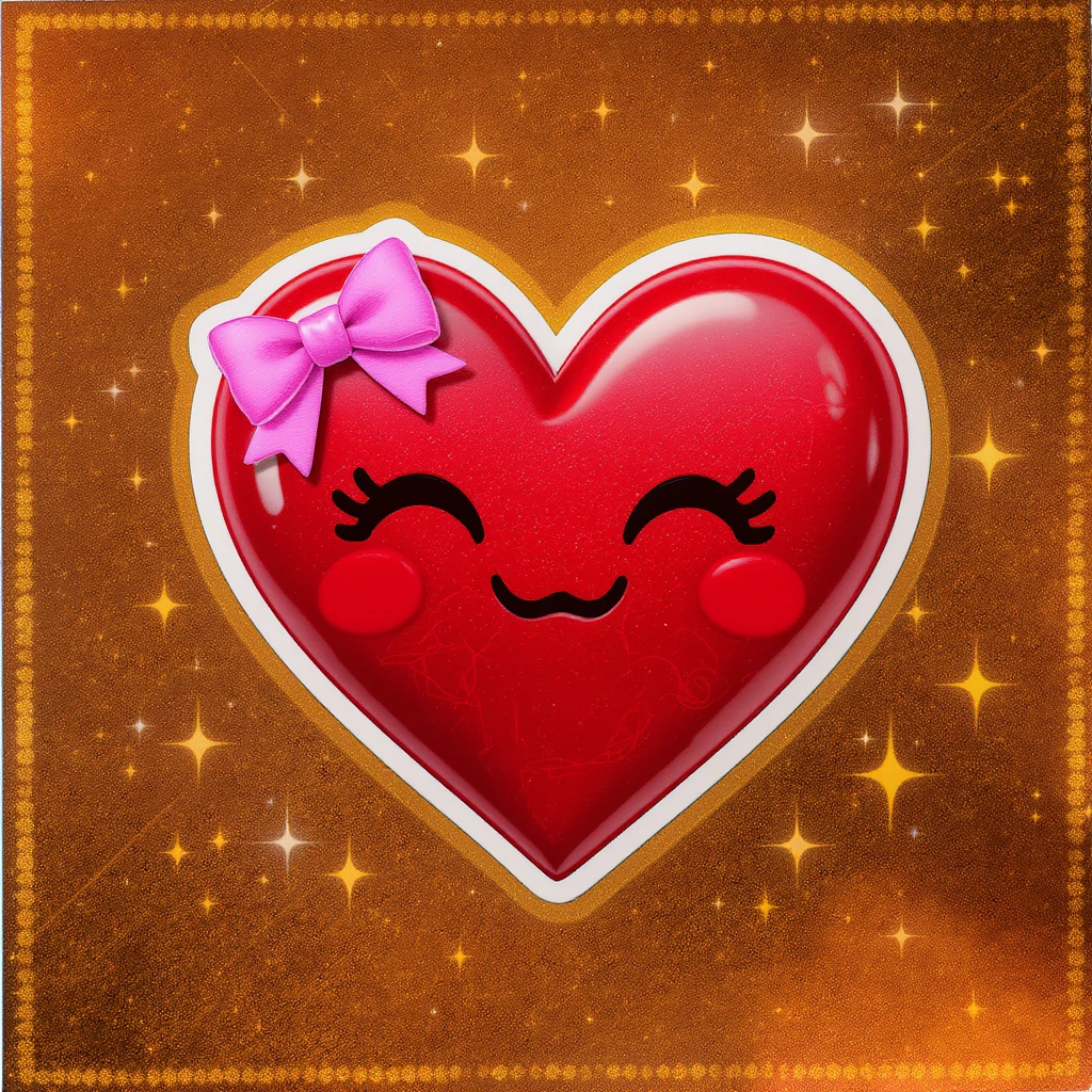 goth heart emoji, cute and shiny, with a bow accent, no background emoji