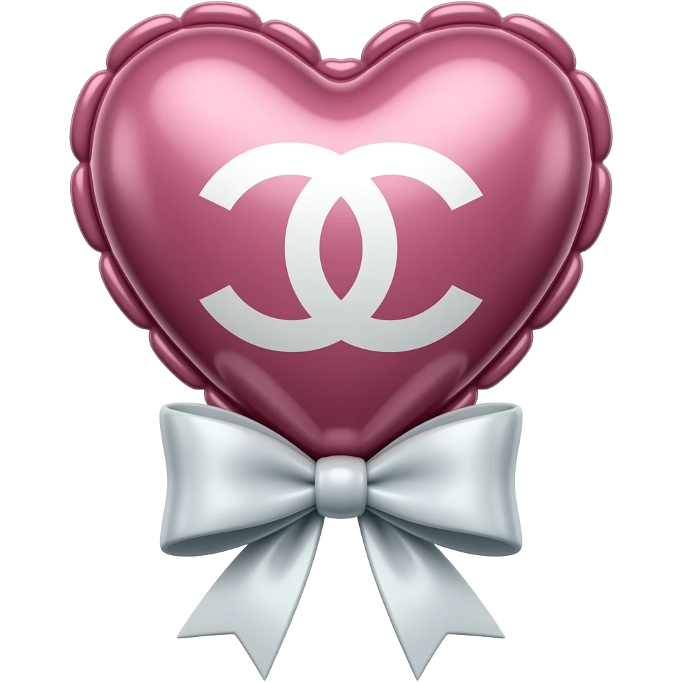 Chanel heart-shaped balloon with a bow emoji