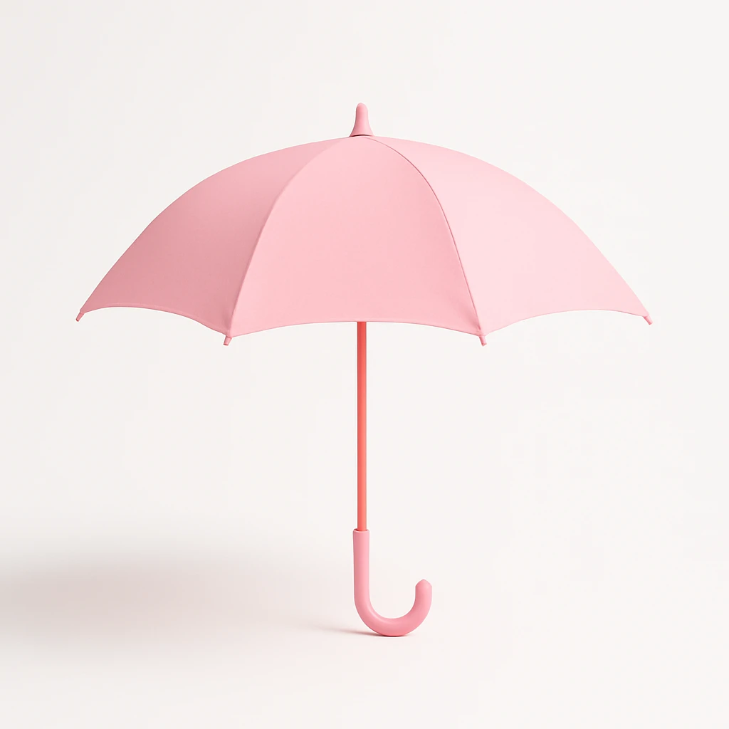 minimal pink umbrella on white background, no text emoji