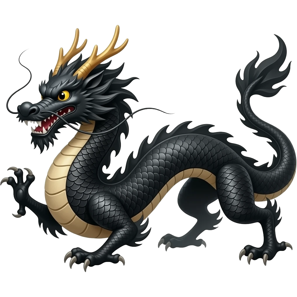 Black Chinese dragon emoji