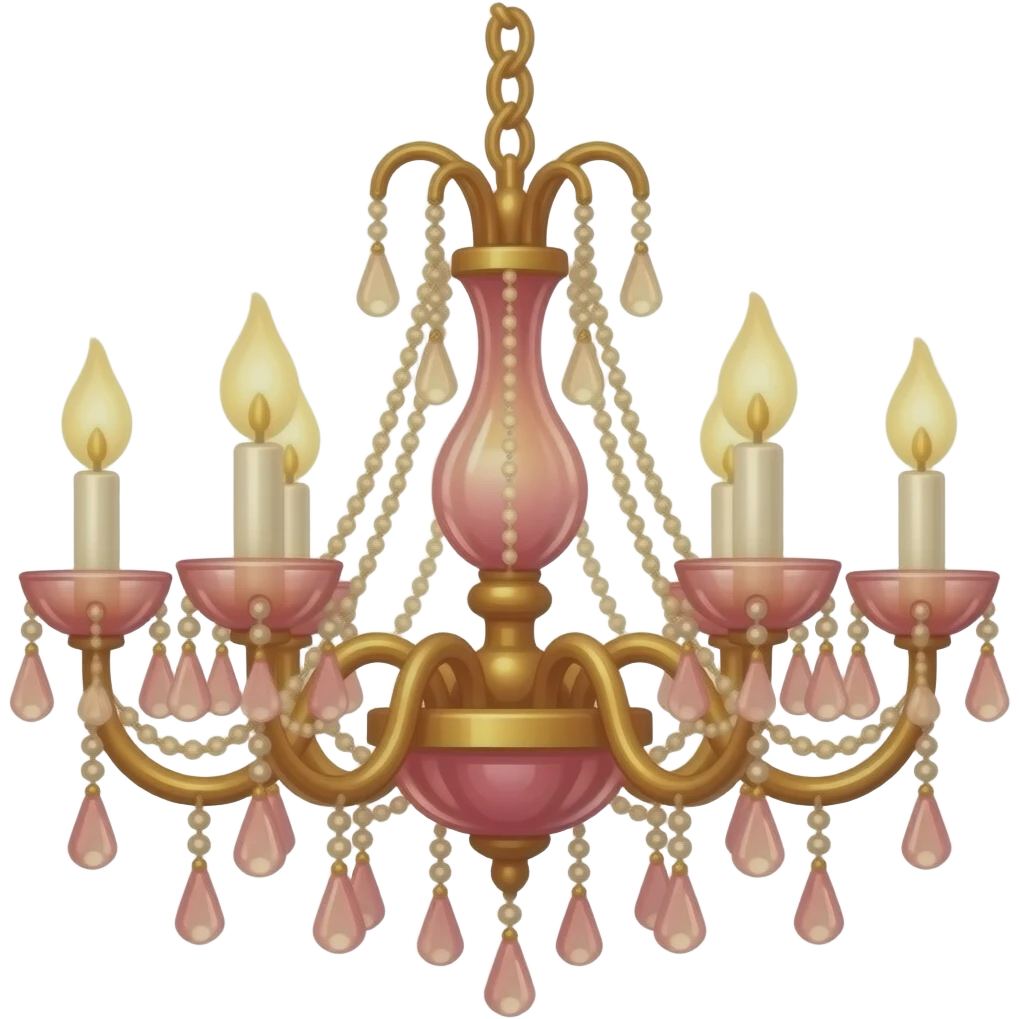 Reddish-pinkish and gold and white warm-colored romantic chandelier emoji