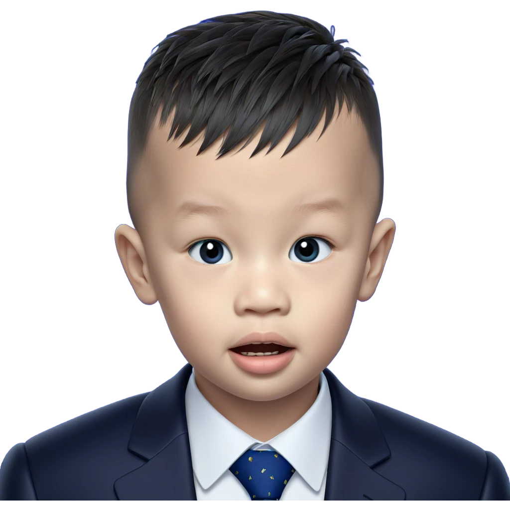 blue background formal boy portrait emoji