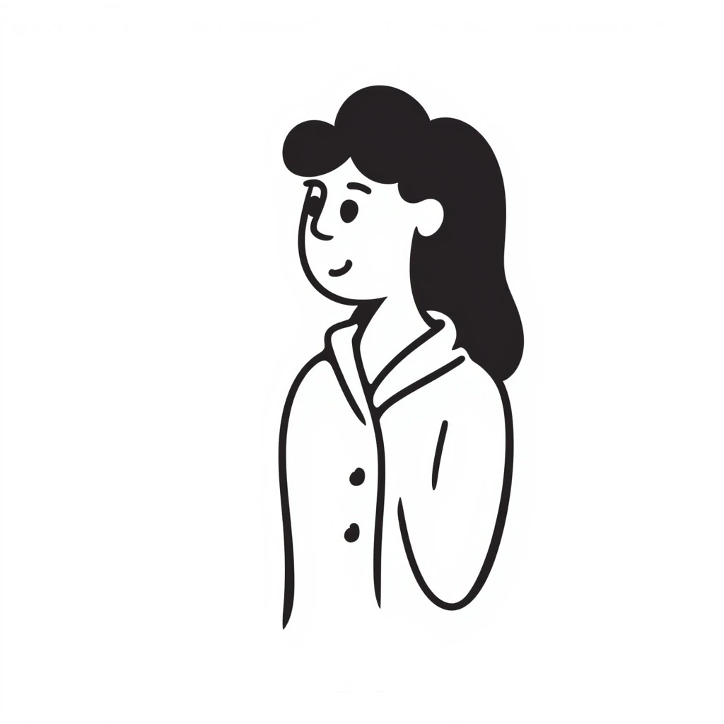 person silhouette, black doodle drawing, sketchy lines, adaptable for different professions emoji