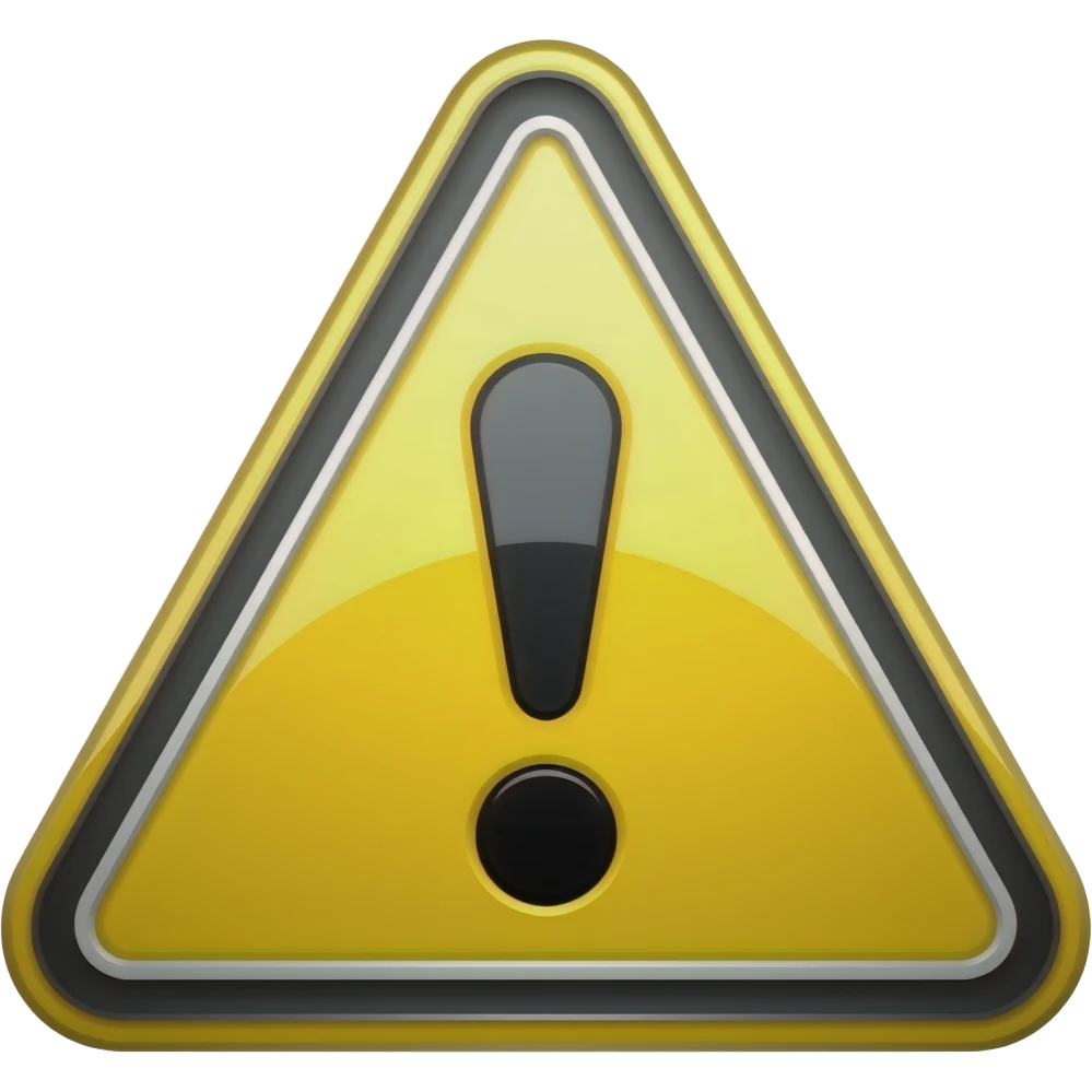 create a danger sign board with excalmation mark in center of triangle board . Board color is yellow and sign color is black . Add no strokes at edges of sign board . keep it minimal and clean. emoji