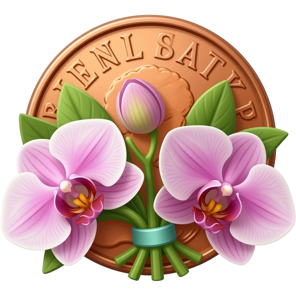 Peunies and orchid bouquet emoji