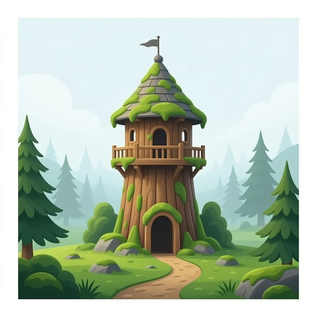 Wood tower covered with moss emoji