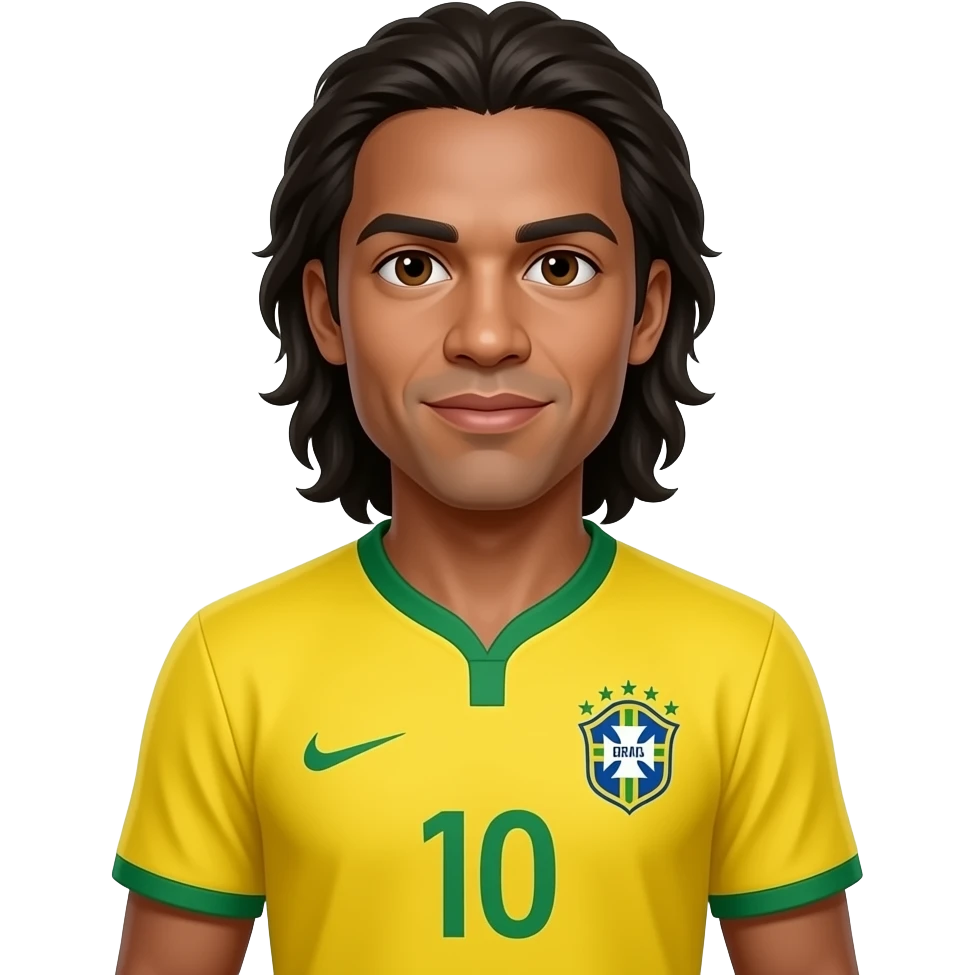 I want to create Ronaldinho Gaucho full body Brazil shirt and with the number 10 and long hair and no beard and no tattoo emoji