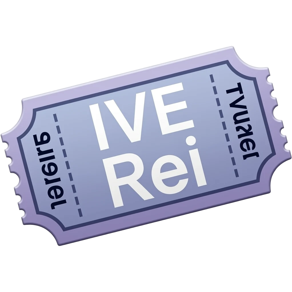 blue-lilac ticket with "IVE Rei" written on it emoji