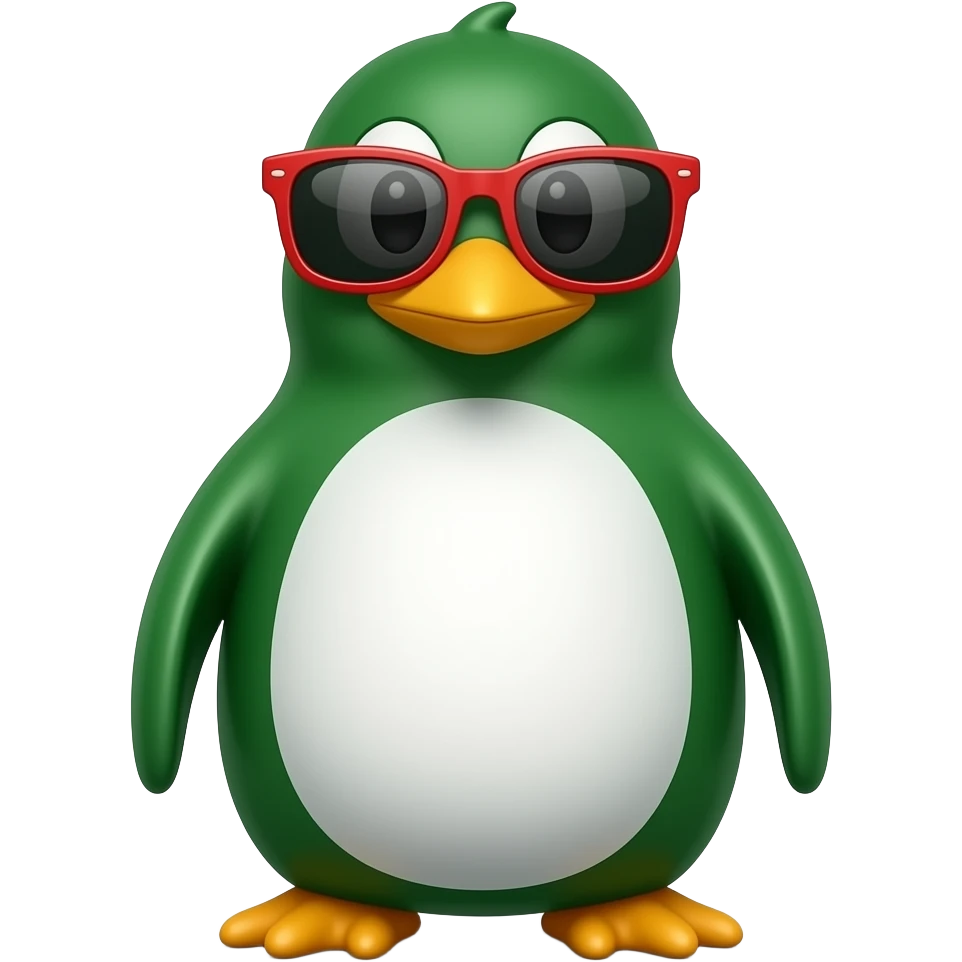 Green penguin with red shades emoji emoji
