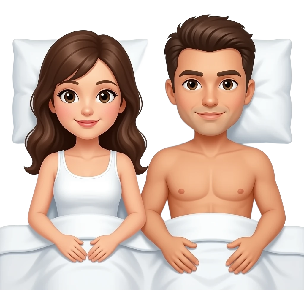 Topless, braless Couple in bed emoji