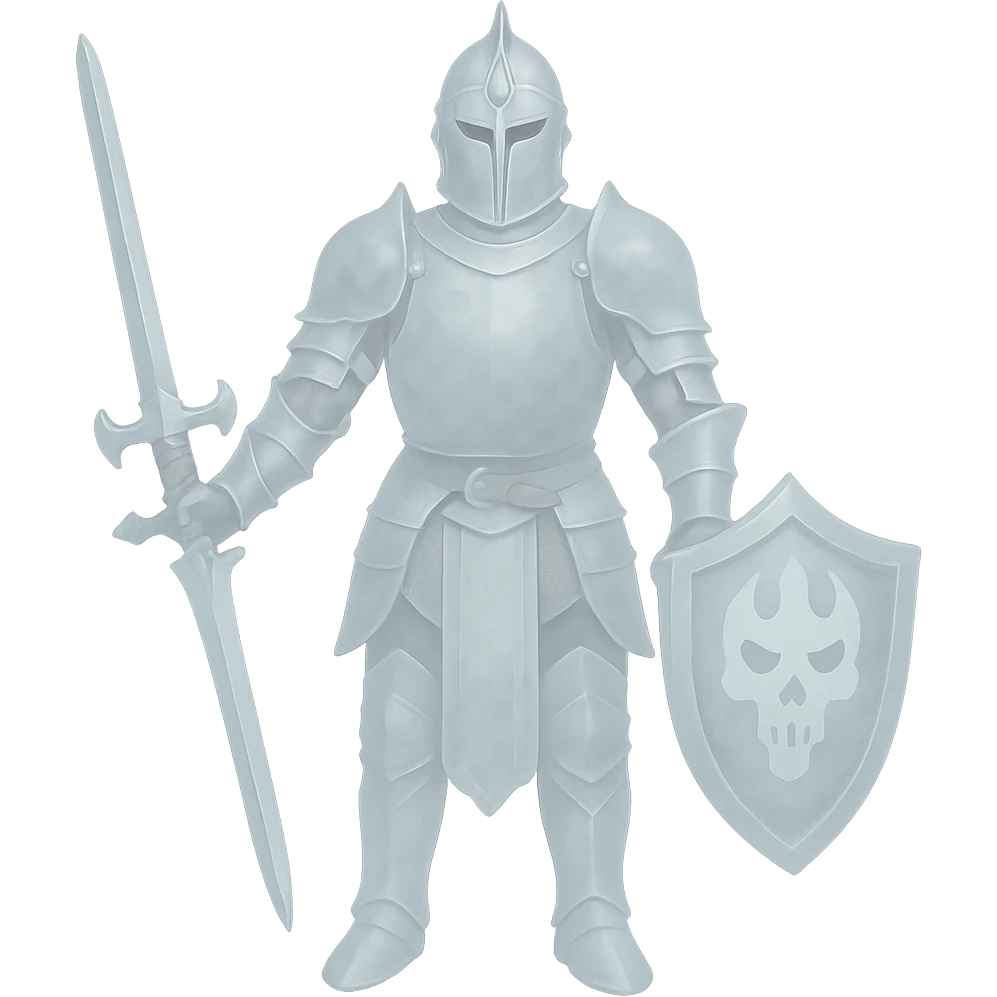 Make the ghostly knight more transparent with no background, preserving the ghostly and ethereal appearance. emoji