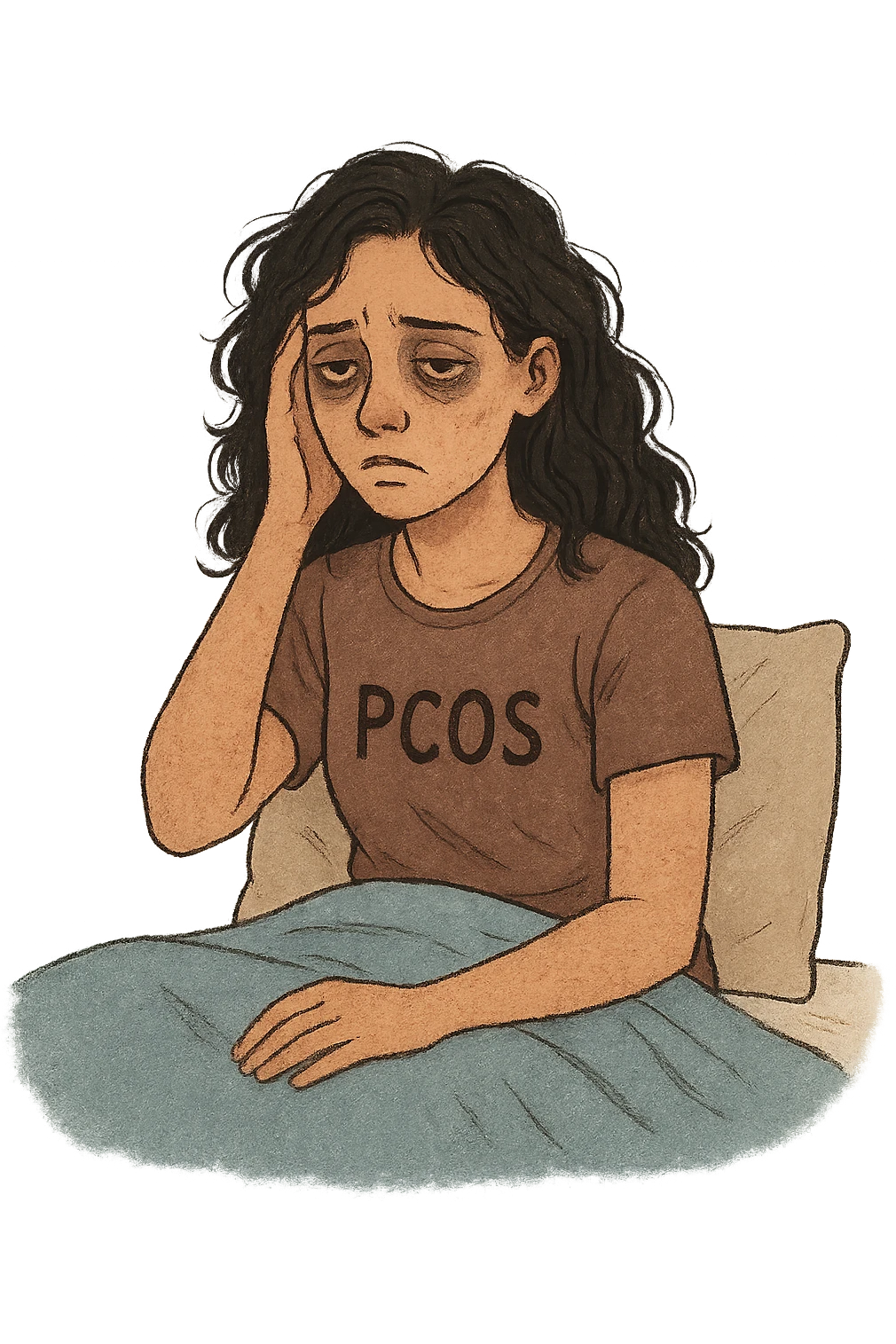 donna con PCOS insonnia emoji
