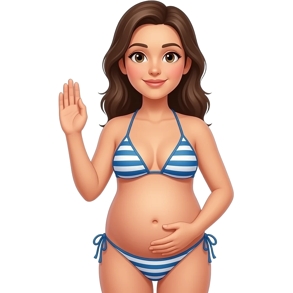 Faz uma mulher de biquiní gravida sem a mão na barriga sem as duas  com a mão reta emoji