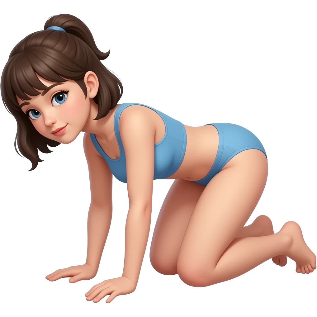 Girl on all fours with no pants bending over emoji