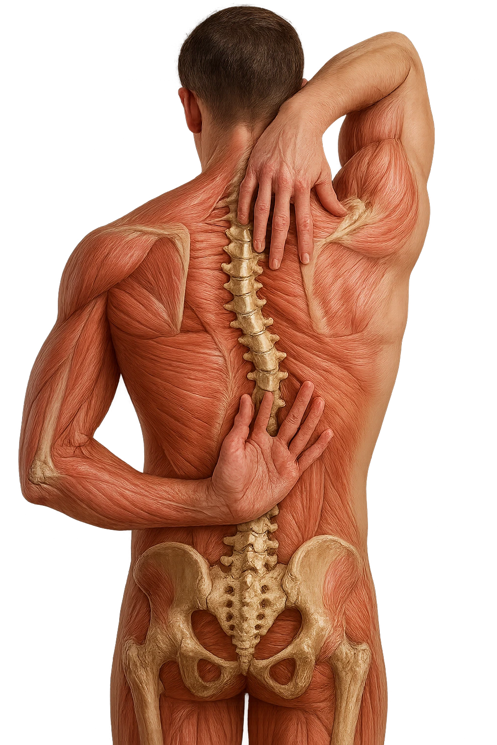 fai un immagine identica che riguarda un esercizio ma mettigli spina dorsale e muscoli in evidenza (anatomica). falla iperrealistica anatomica in 4k con spina dorsale storta in evidenza emoji