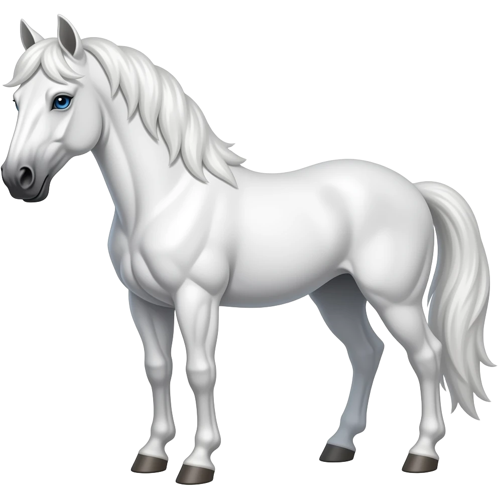 a white strong muscle pegasus stallion with a very short mane and blue eyes emoji