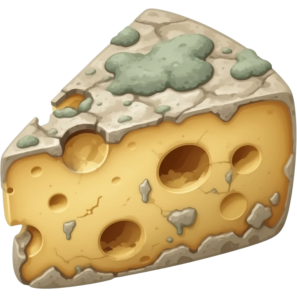 A moldy, rotten, stinky piece of cheese emoji