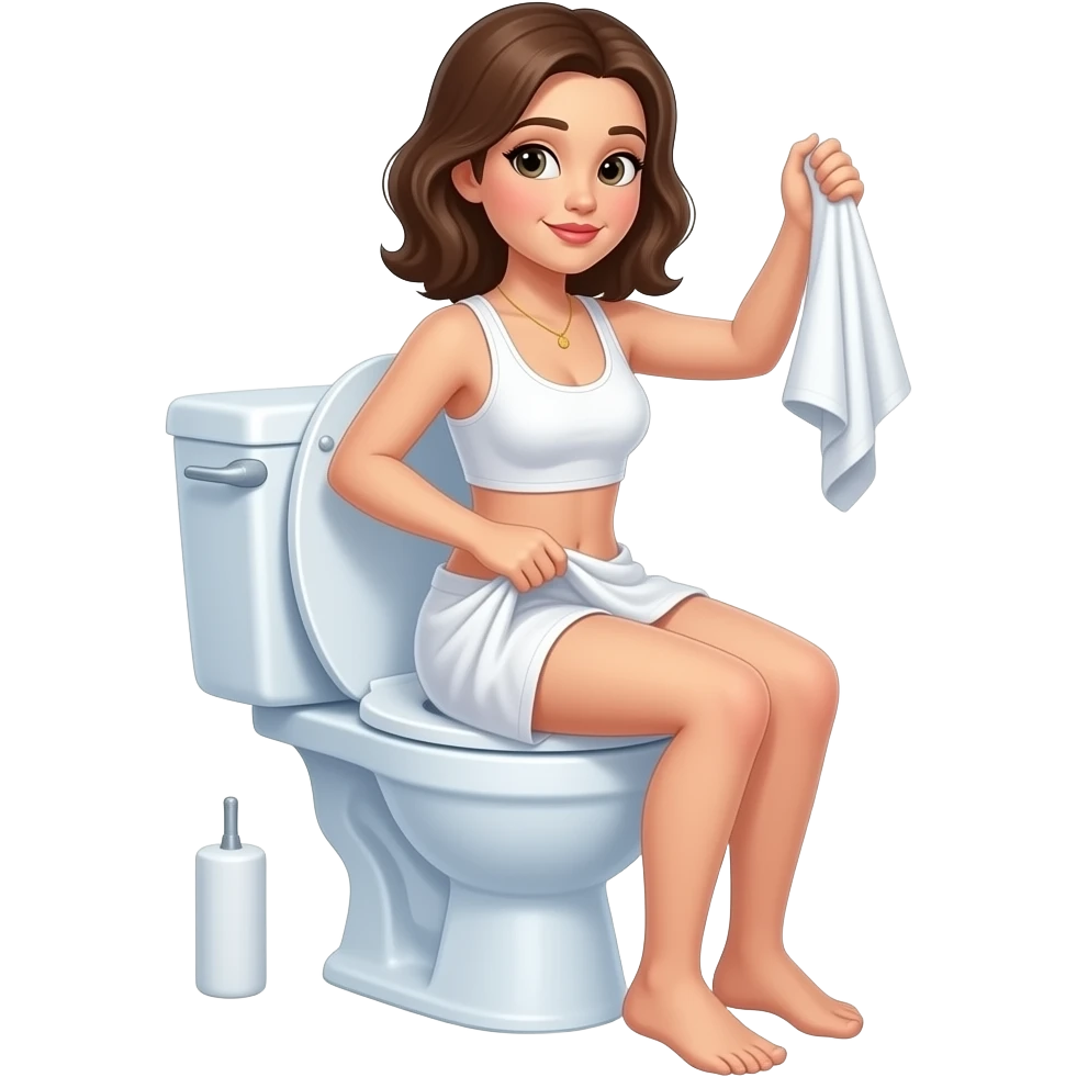 Woman takes off her clothes and sit on toilet emoji