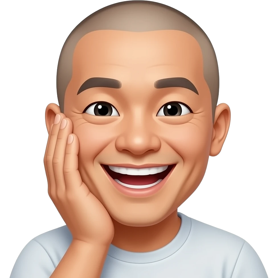 asian guy with shaved head with palm on face laughing emoji
