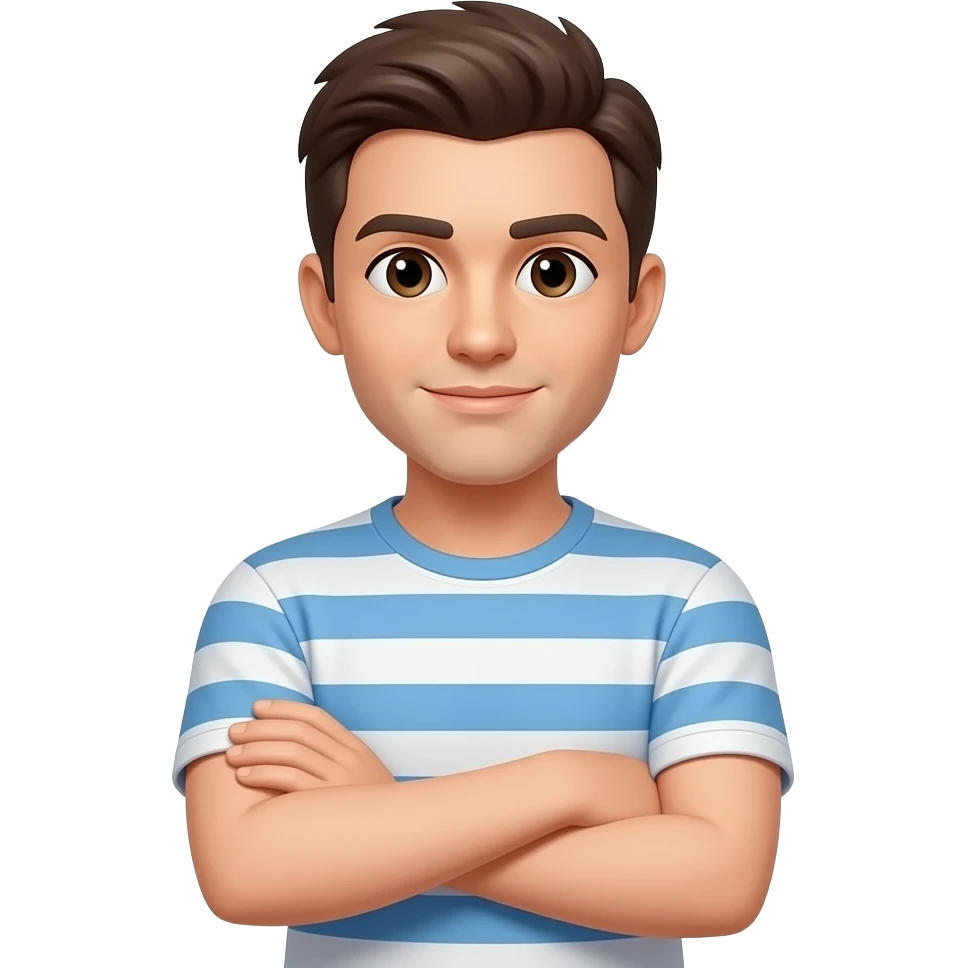 Now the exact same with the folded arms but less of a frown, but not happy, just neutral emoji