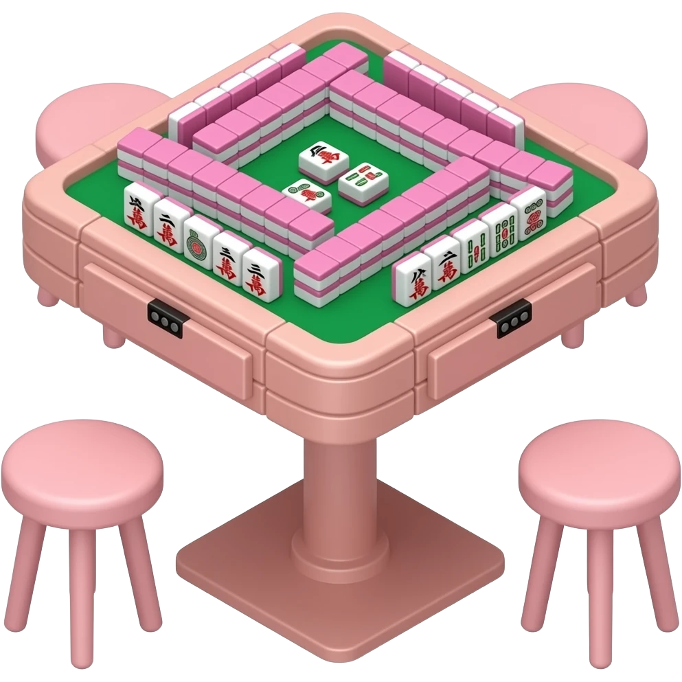 Close-up of the pink mahjong table, a closer close-up emoji