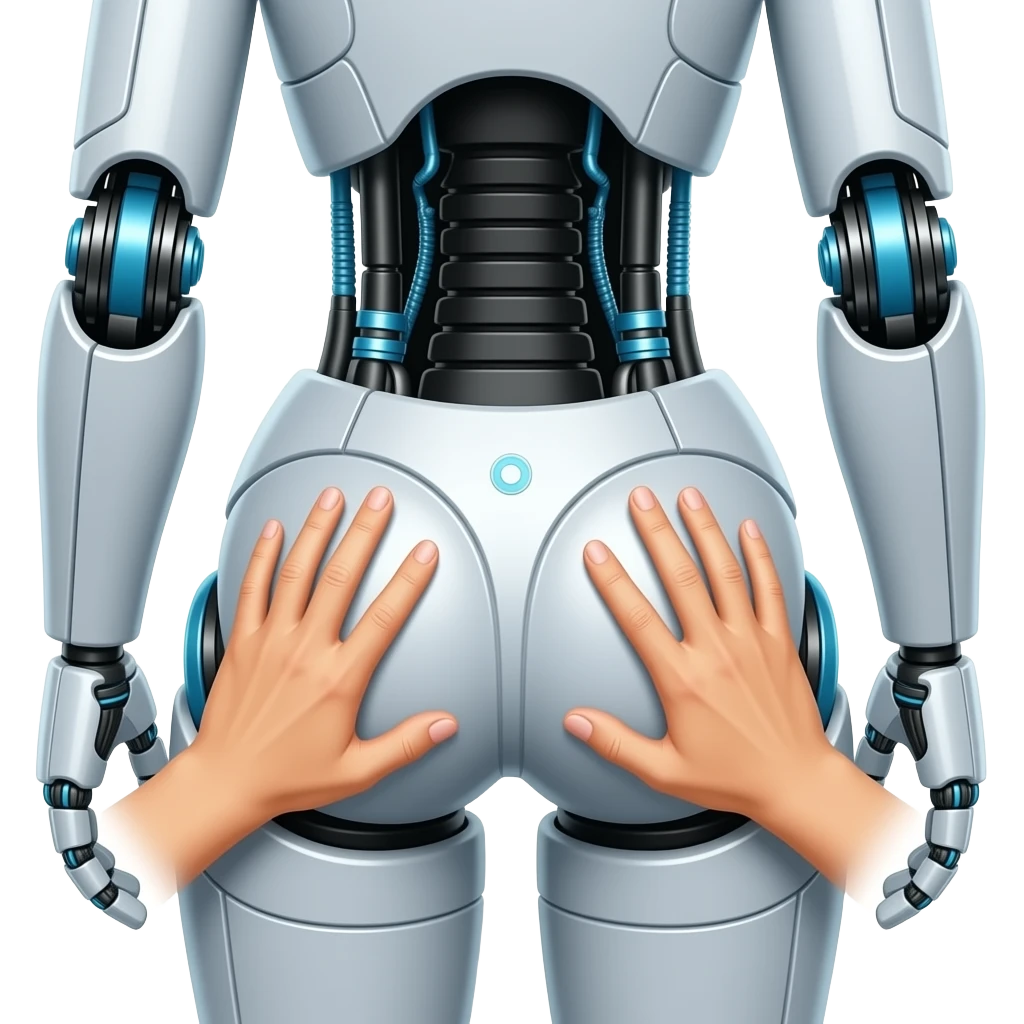 Human hands on female robot butt emoji