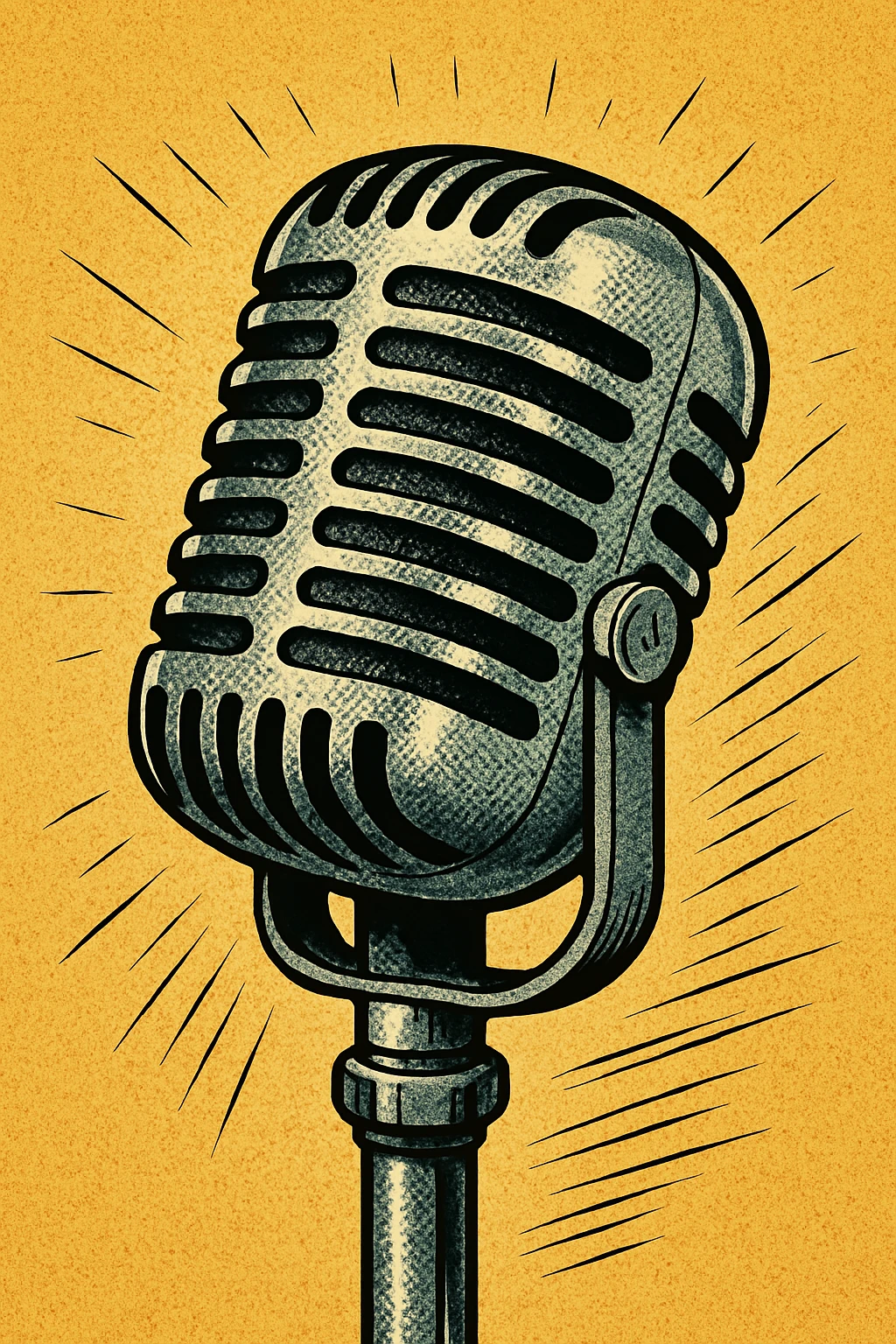 microphone, retro style, classic look, old school comic book style emoji