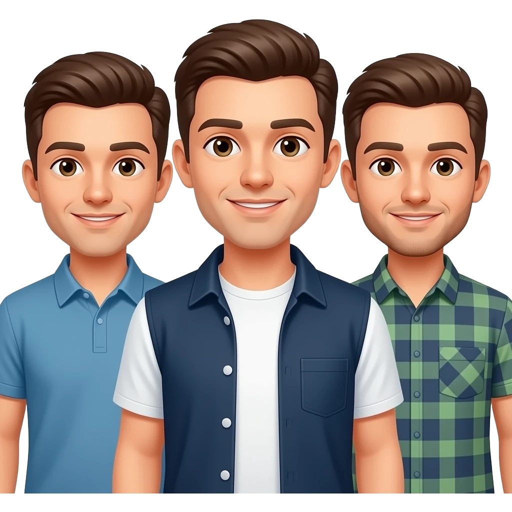 3 amigos, all guys emoji