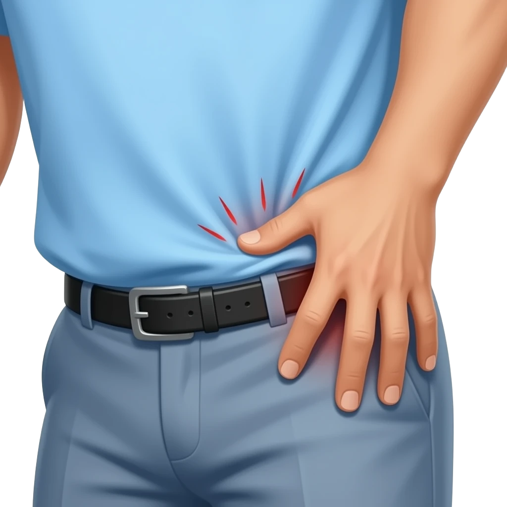 coach in a blue shirt reaches for groin area with one hand emoji