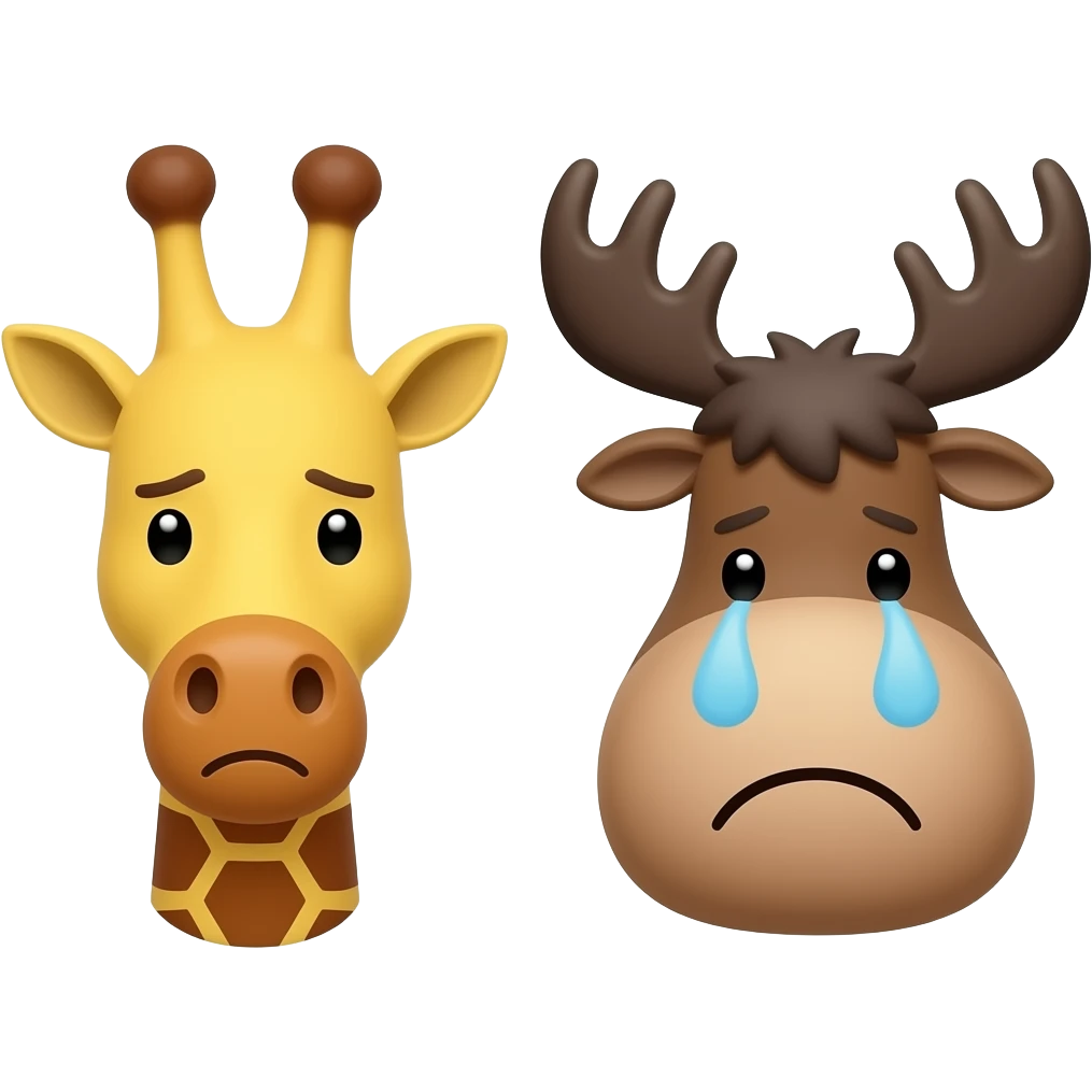 Einfacher Giraffenkopf und Elchkopf sind beide müde emoji