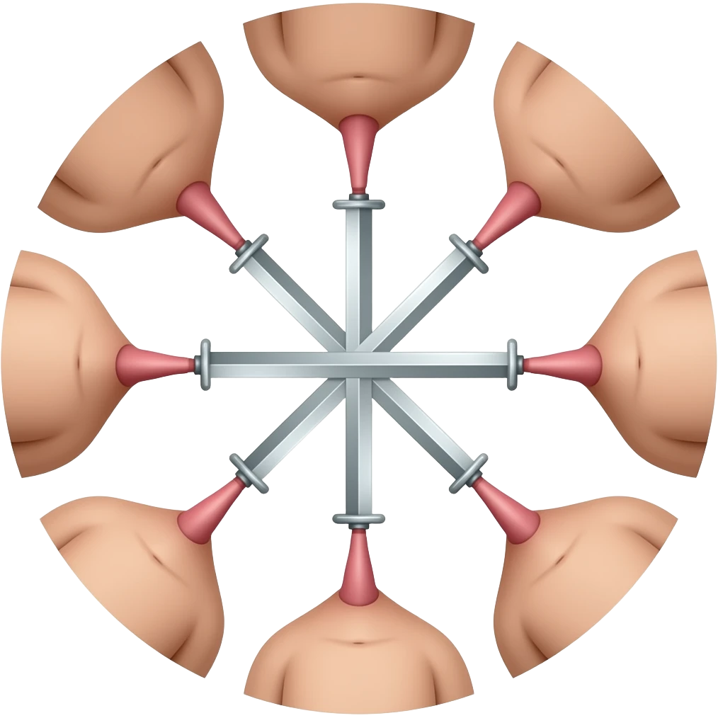 A circle of naked people with their penises out with a ballsack attached to their penis using their penis to hit each others penis with almost like a penis swordfight emoji