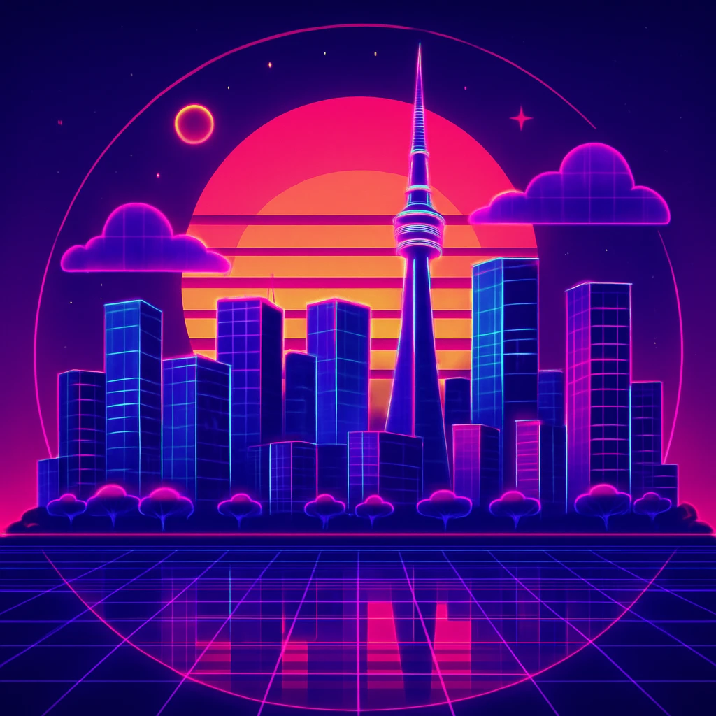Create a retro 80's tron feel to this image  emoji
