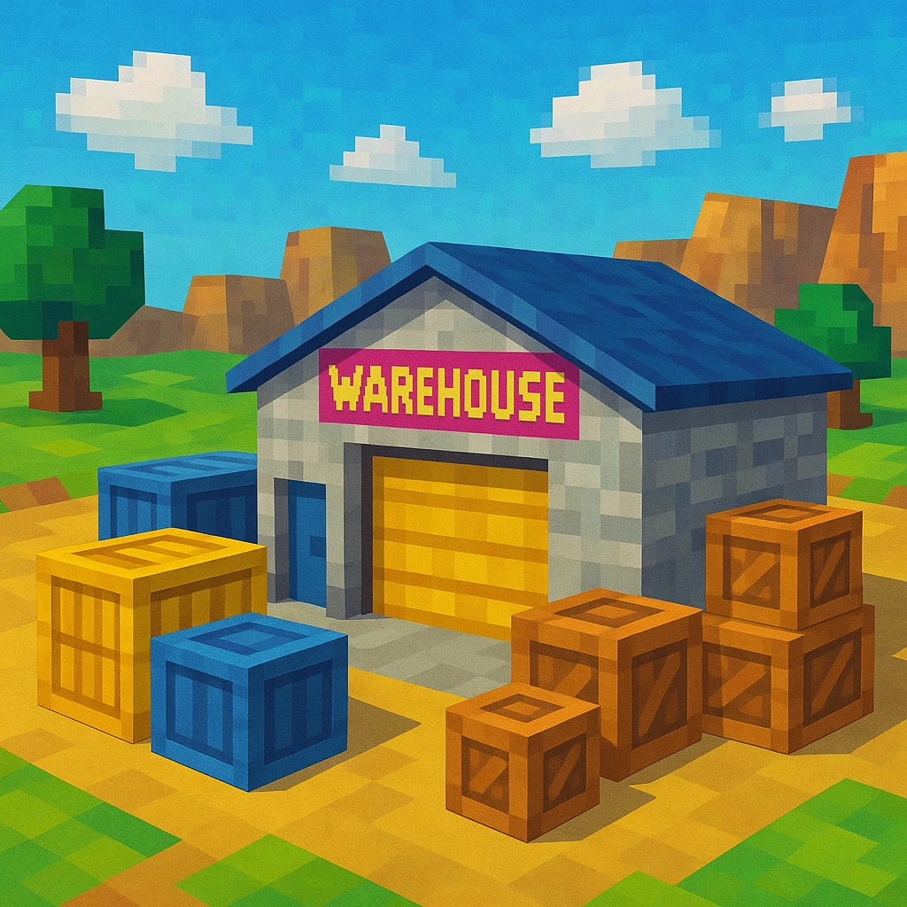 cargo warehouse, 3D illustration style emoji