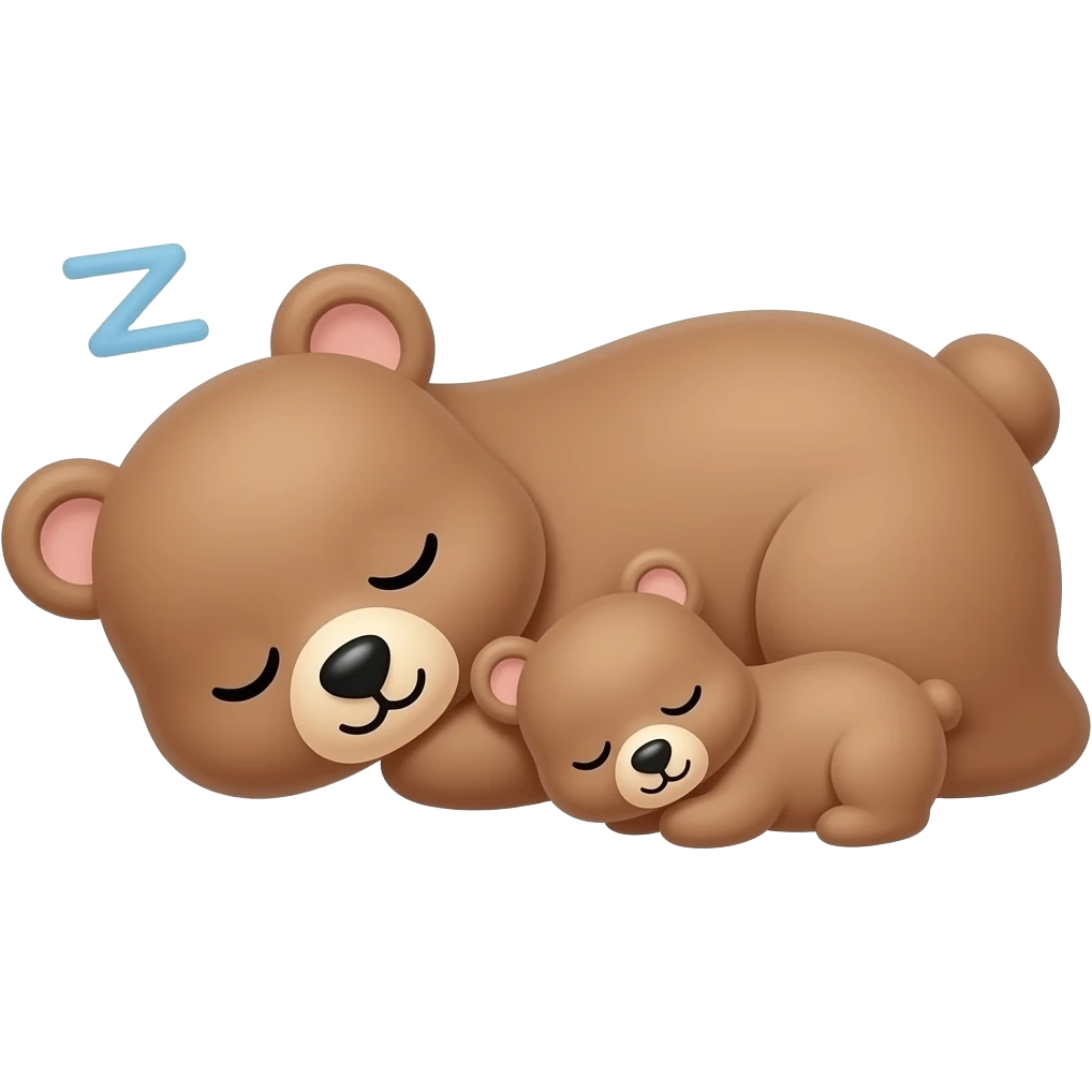 Cute Sleeping bear and cub emoji