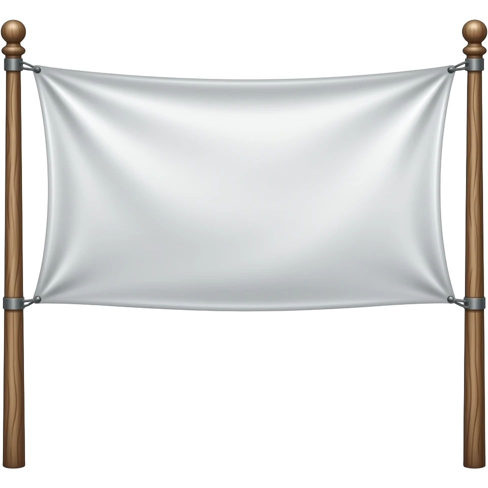 Білий баннер на двох високих палках emoji