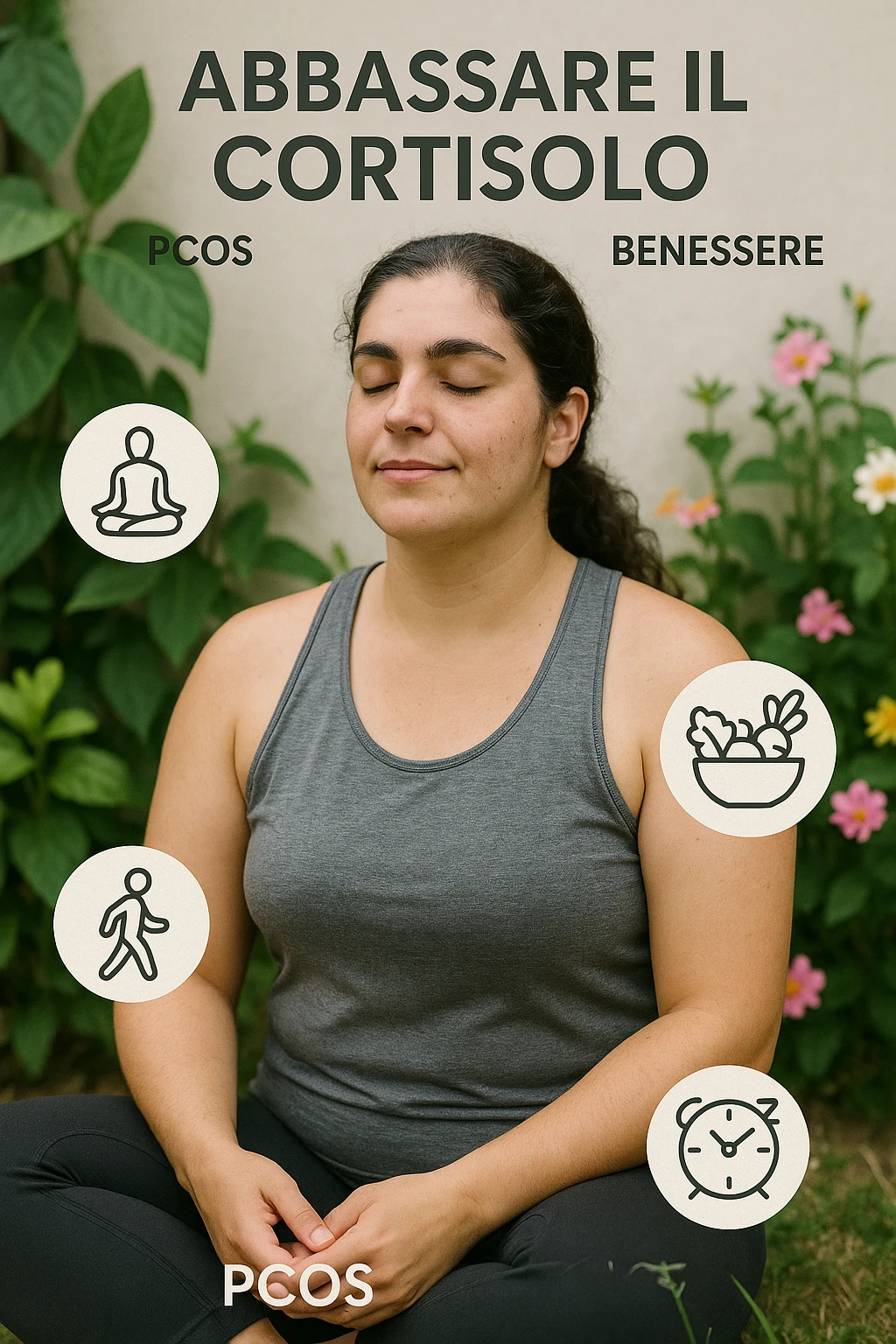 Donna con pcos che abbassa il suo cortisolo immagine realistiche in italiano emoji