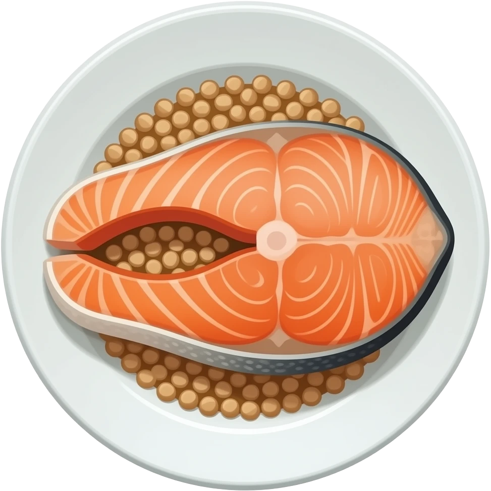 lunch: buckwheat with salmon steak emoji