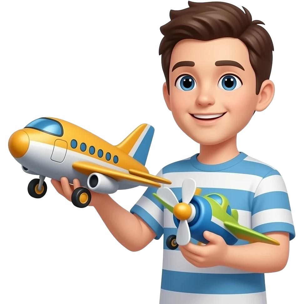 Человек с игрушечным самолетом в руках emoji