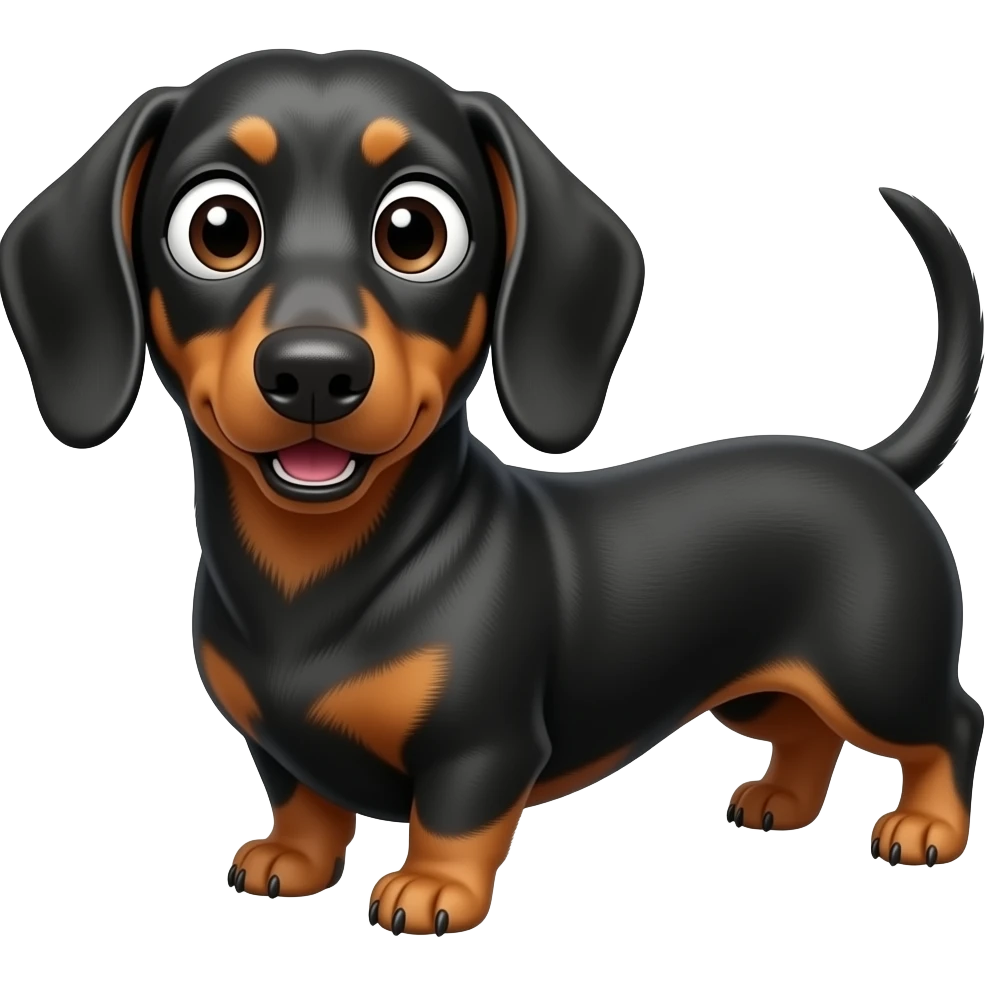 surprised dachshund look to center full body black and brown emoji