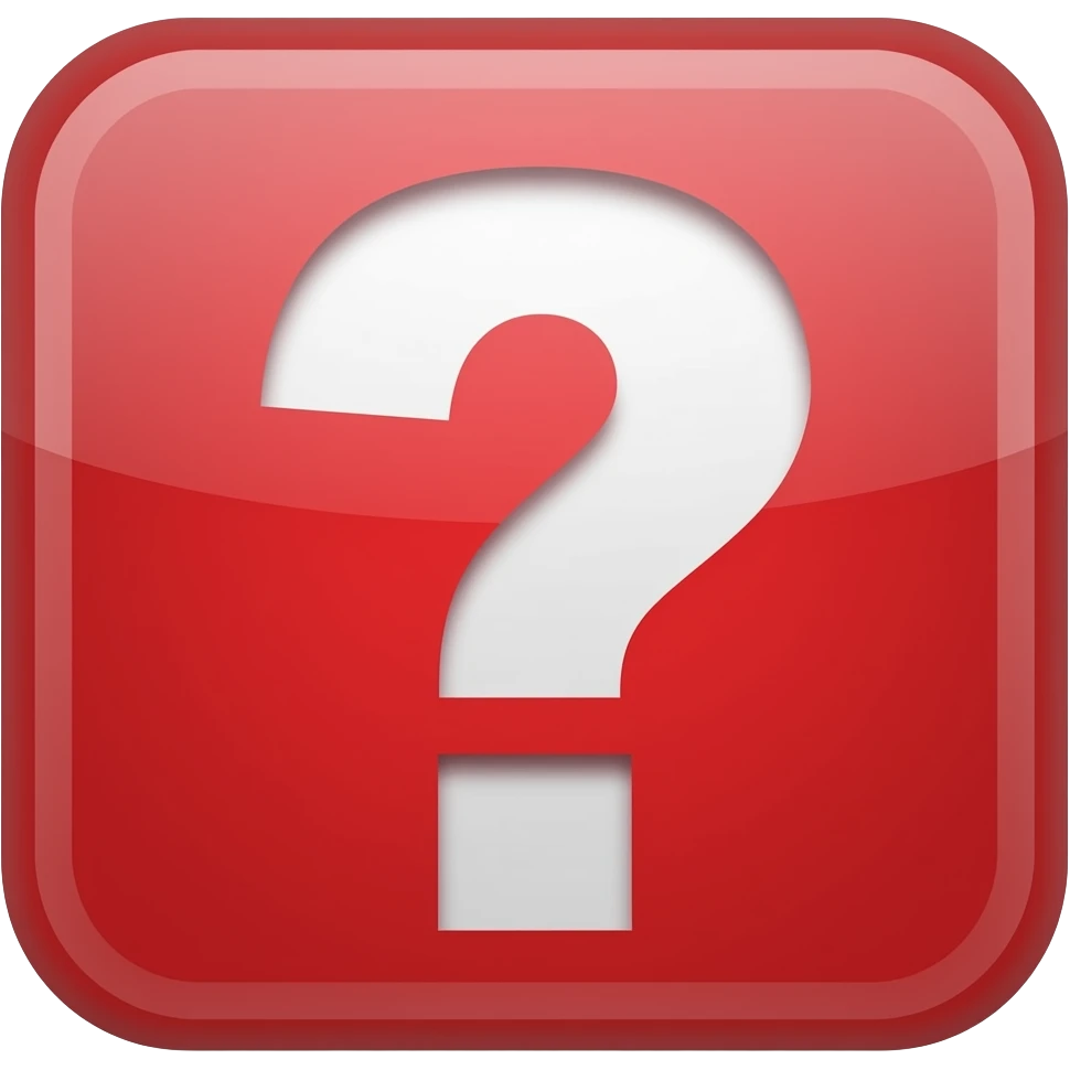 Red box with white question mark emoji