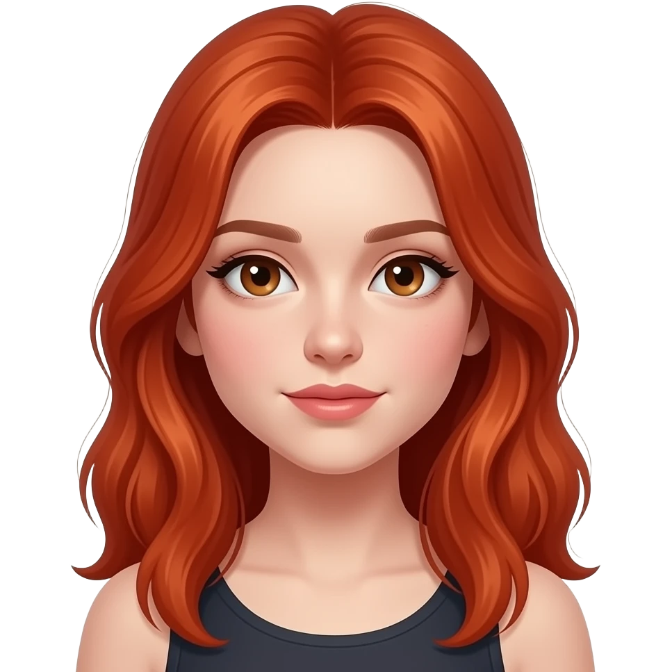 Female, teen, pale, fiery red hair, rich emoji
