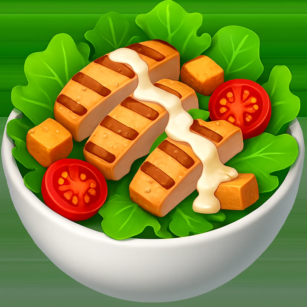 Используя такую же стилистику картинки сгенерируй Салат Цезарь emoji