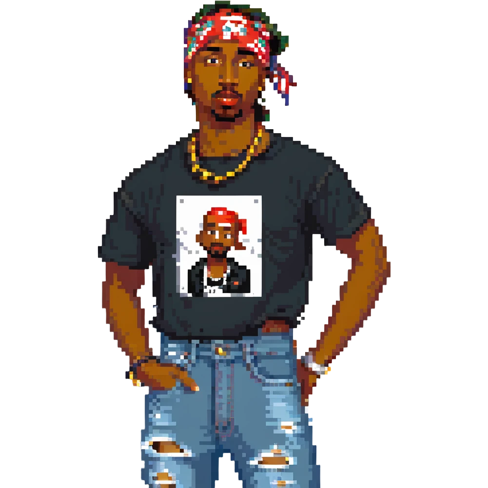 2Pac в полный рост, no background emoji