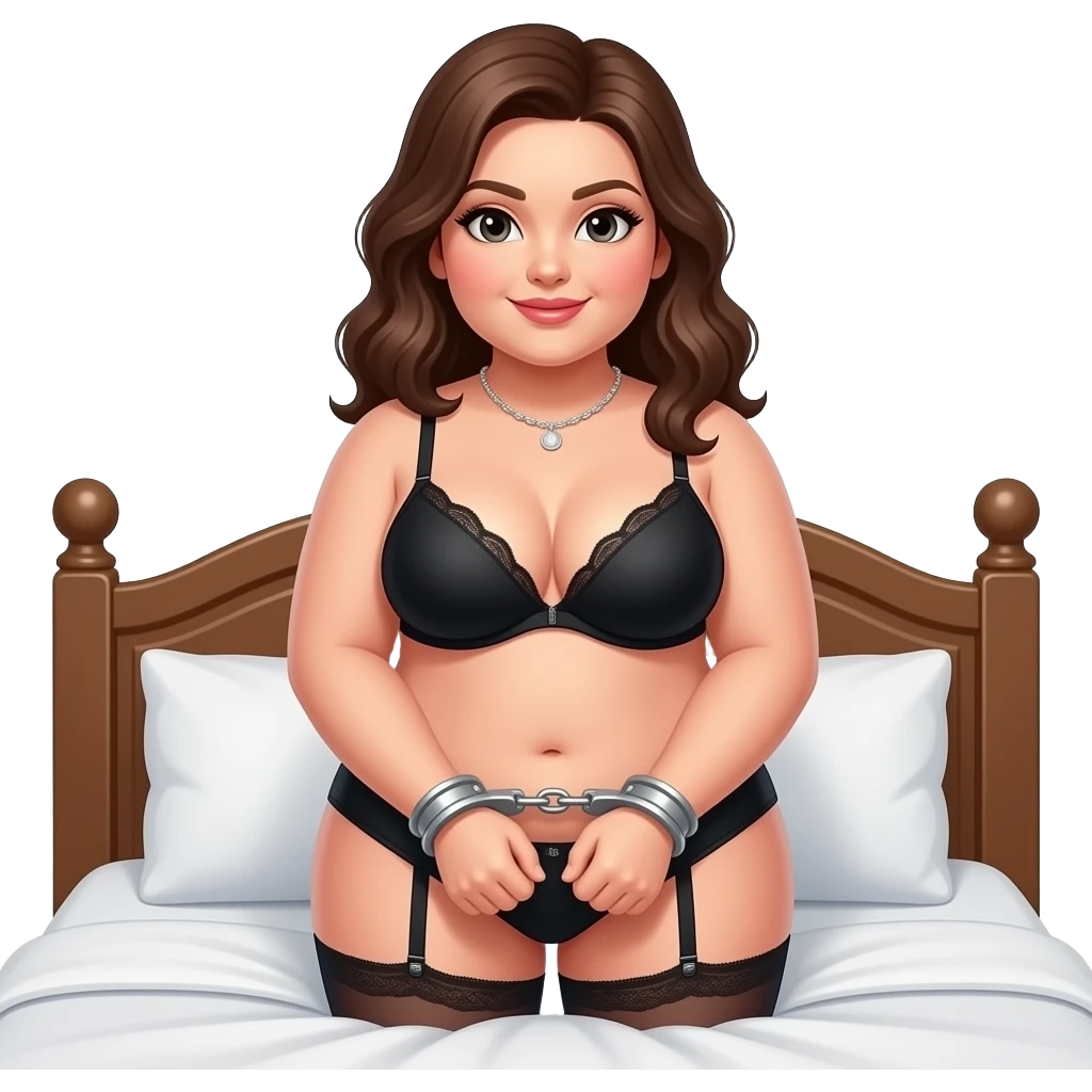 Chubby Wife lingerie handcuffed to bed emoji