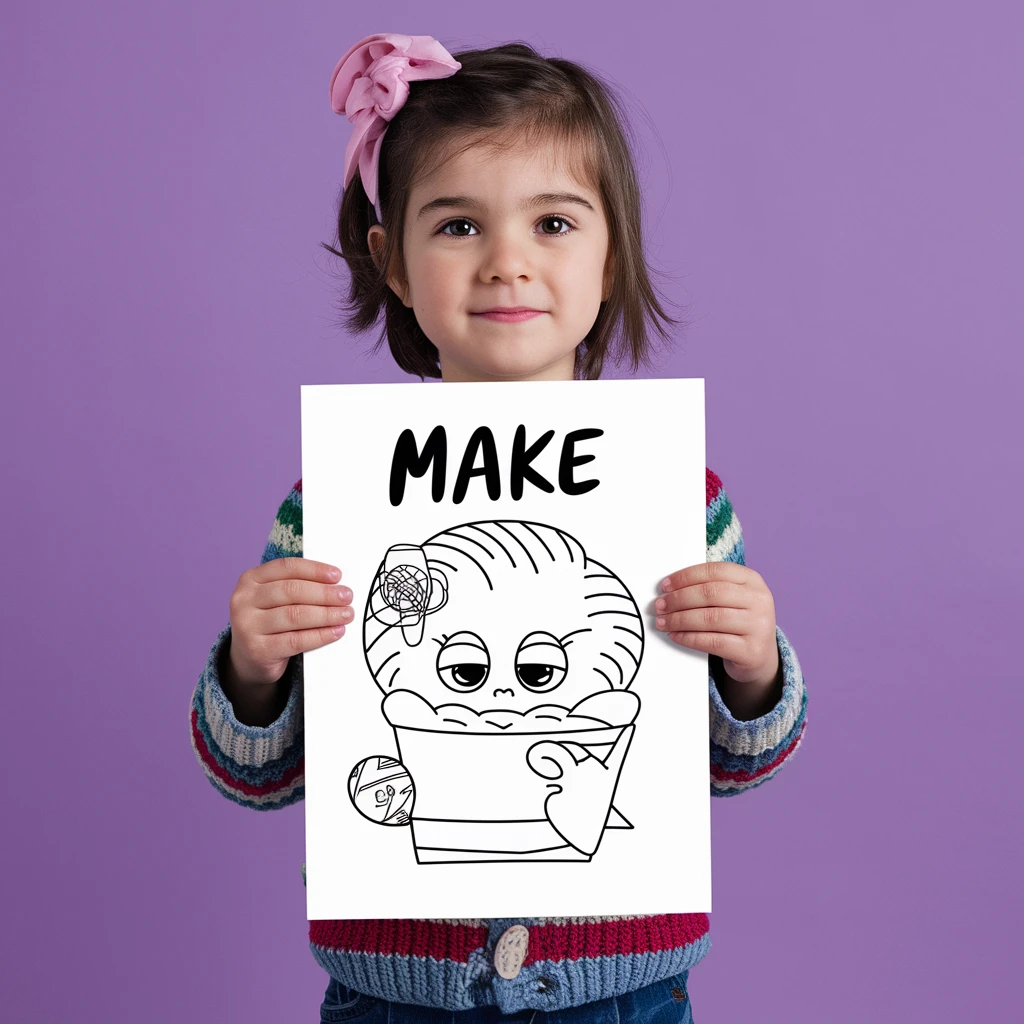make drawing of a child holding a poster of this image emoji