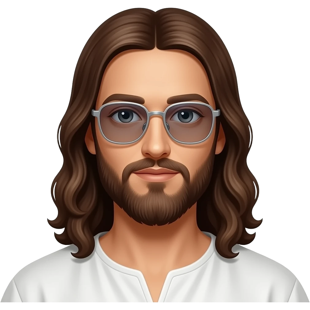 Jesus Christ wearing modern stylish silver spectacles, detailed face, photorealistic, cinematic lighting, 8k resolution, highly detailed, dramatic, wearing white rob emoji