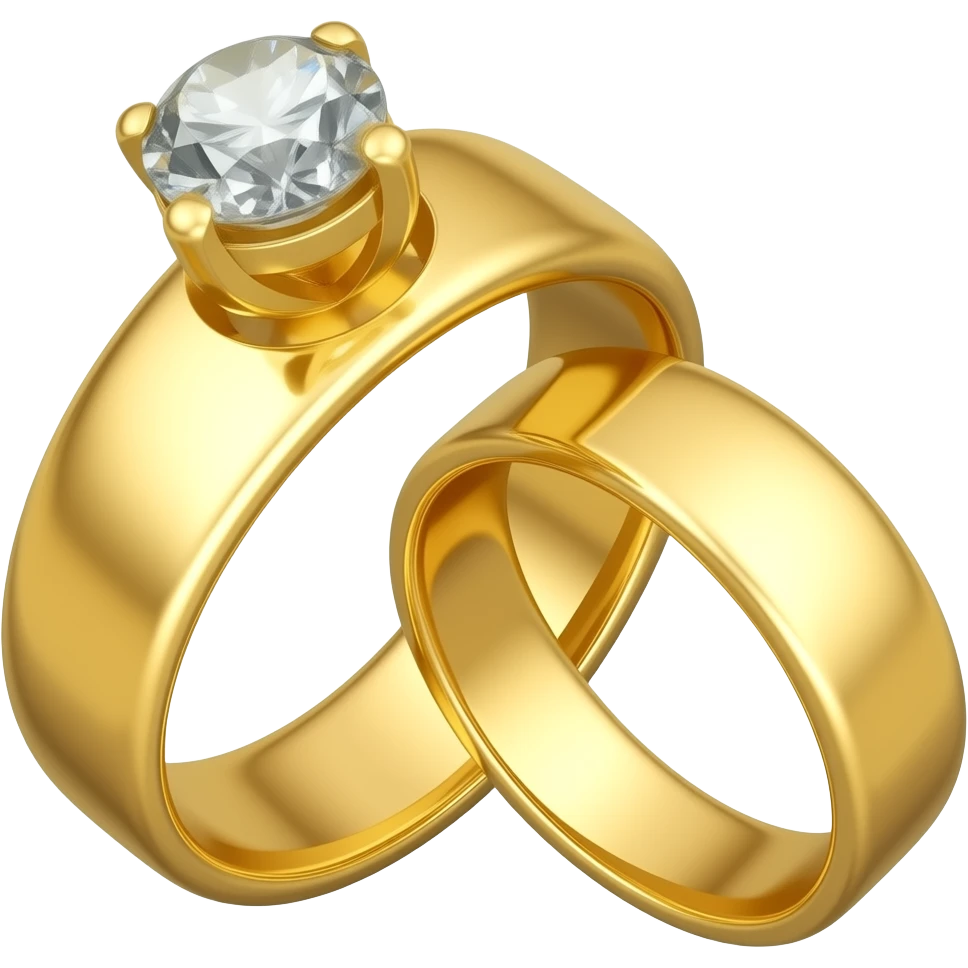 Two rings in two rings in yellow gold, one with a diamond. emoji